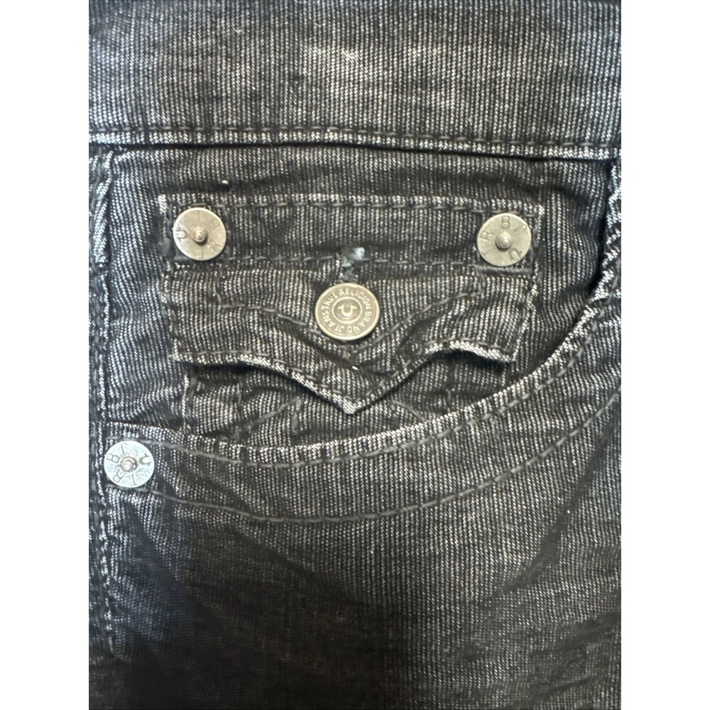 New True Religion Ricky SN Flap Short 29"  Black Rinse Denim Relaxed Straight - Picture 4 of 7